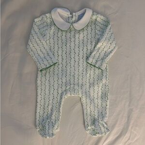 NWT Bella Bliss Green Vine Peter Pan Collar Footie 12M